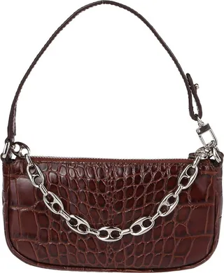 By Far Mini Rachel Embossed Shoulder Bag