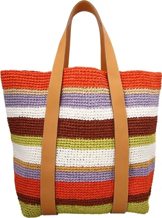Multicolor Raffia Shopping Bag