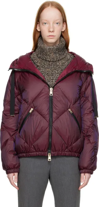 Herno Purple Diamond Quilt Bomber Down Jacket
