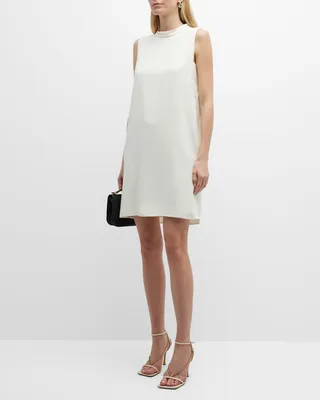 Mariacarla Sleeveless Satin Crepe Shift Dress