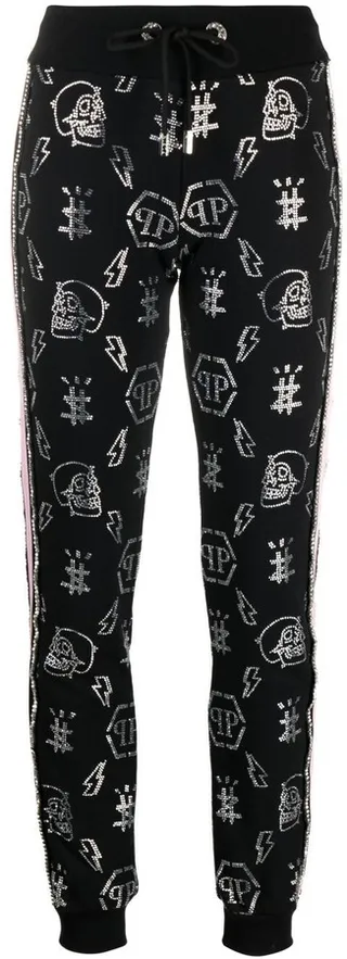 Crystal-Embellished Monogram Logo Track Trousers
