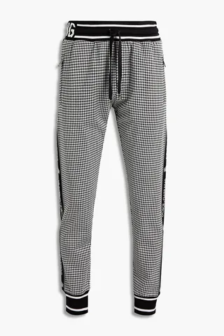 Tapered houndstooth jacquard-knit pants