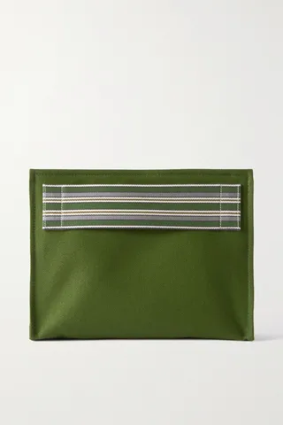 Loro Piana - Suitcase Striped Cotton And Linen-blend Canvas Clutch - Green