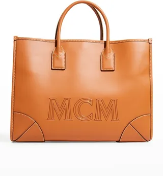 Large Logo Leather Tote Bag
