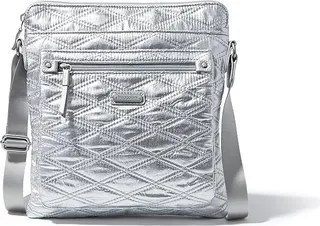 Baggallini Go Bagg with RFID Phone Wristlet (Silver Metallic Quilt) Cross Body Handbags