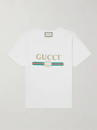 Distressed Printed Cotton-Jersey T-Shirt