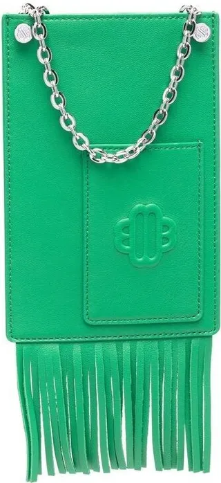 Embossed-Logo Leather Phone Bag