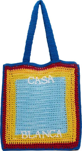 Casablanca Blue & White Crochet Tote
