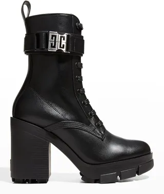 Terra Leather Heeled Combat Boots