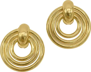 14K Gold Plate Doorknob Stud Earrings