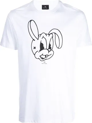 rabbit-print short-sleeve T-shirt