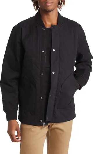 Quilted Stretch Cotton Bomber Jacket