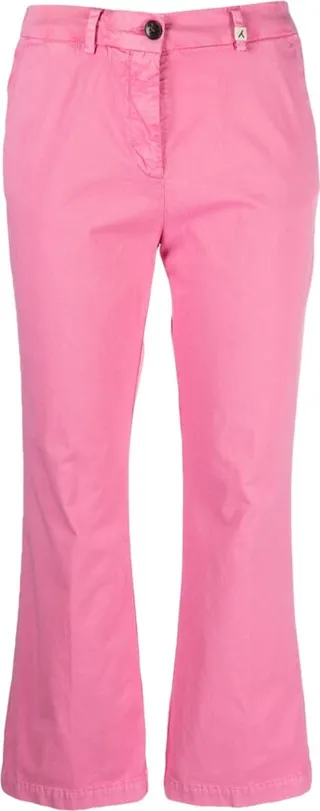 Flared Cropped Stretch-Cotton Trousers