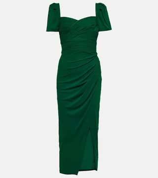 Draped crepe midi dress