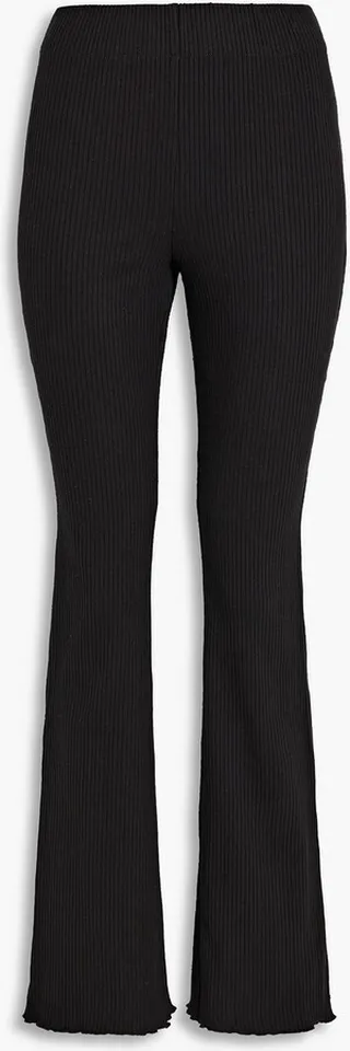 Ribbed stretch-cotton jersey flared pants