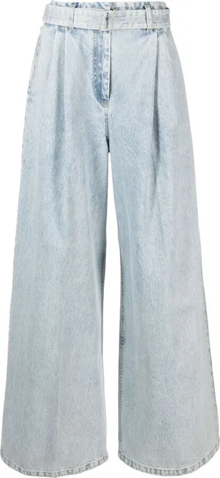 Pleated Wide-Leg Jeans
