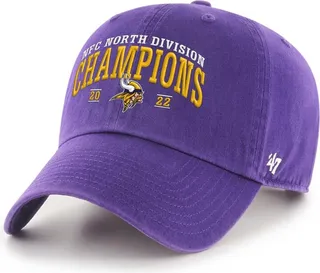 Men's '47 Brand Purple Minnesota Vikings 2022 Nfc North Division Champions Clean Up Adjustable Hat