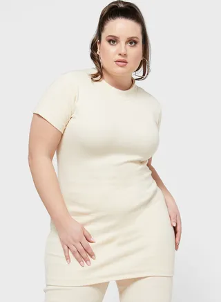 High Neck Ribbed Co-Ord Longline Top