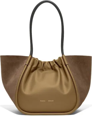 Ruched Suede Tote
