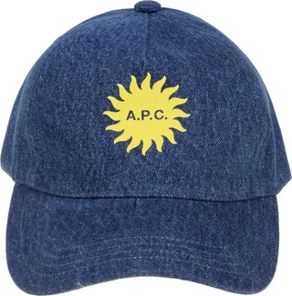 A.P.C. Sun Printed Curved Peak Denim Cap