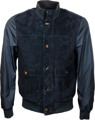 Bomber Jacket In Soft Suede On The Front And Technical Fabric On The Sleeves And Back. Knit Details On The Cuffs And Bottom Of The Garment.