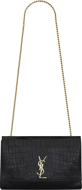 Kate Medium Reversible Chain Bag in Suede and Crocodile-Embossed Leather
