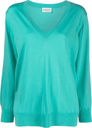 V-neck fine-knit jumper