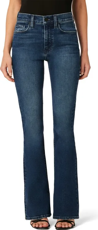 Petite Barbara High Waist Slit Hem Bootcut Jeans