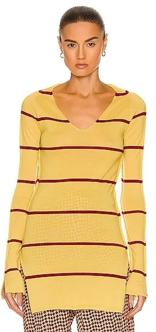 Marni V Neck Sweater in Mustard