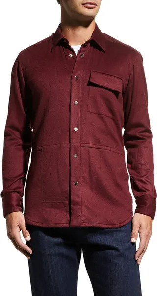 Men's Cashmere-Stretch Overshirt