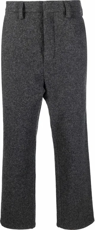 Mélange-Effect Straight Leg Trousers