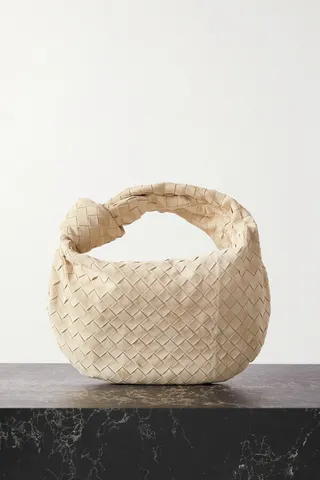 Bottega Veneta - Jodie Teen Knotted Intrecciato Suede Tote - Cream