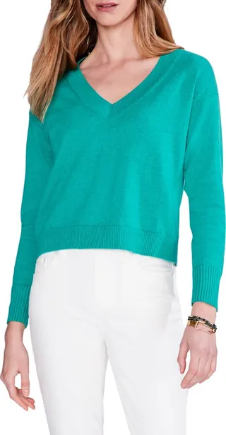 Cropped V-Neck Sweater