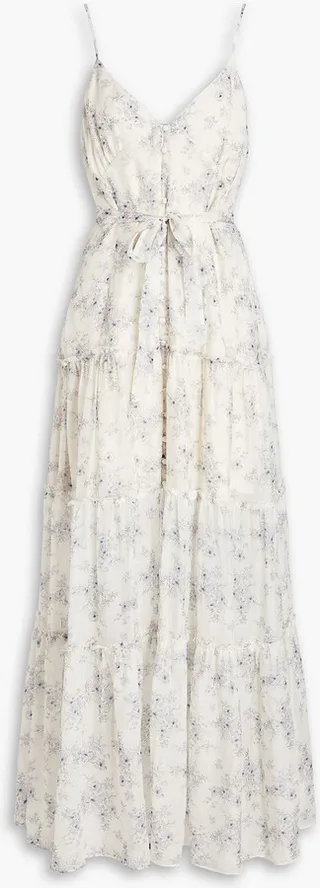 Naria tiered floral-print silk crepe de chine maxi dress