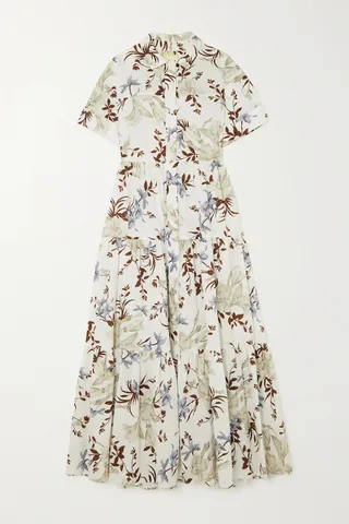 Erdem - Helena Tiered Floral-print Cotton Midi Dress - Cream