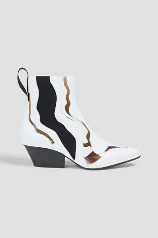 PVC-trimmed leather ankle boots