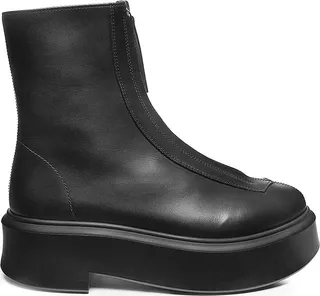 Zippered Platform Leather Combat Boots