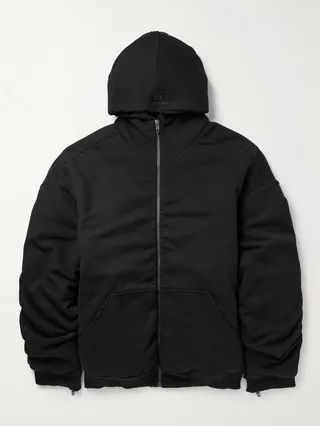 Oversized Padded Cotton-Jersey Hooded Bomber Jacket