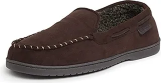 Dearfoams Men's Keaton Memory Foam Moccasin with Wide Widths Slipper