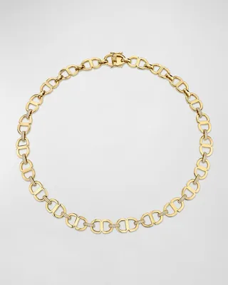 Love Large 14k Diamond Chain-Link Necklace
