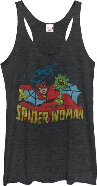 Women's Marvel Spider-Woman Venom Blasts Racerback Tank Top - Black Heather - Large