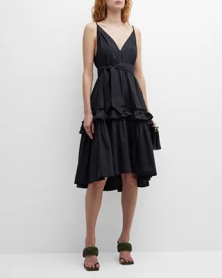 Ada Belted Tiered Ruffle Midi Dress