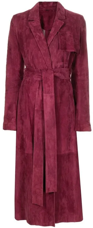 Belted Suede Trench Coat