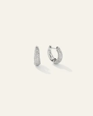 14K Gold Pave Diamond Teardrop Huggie Hoops
