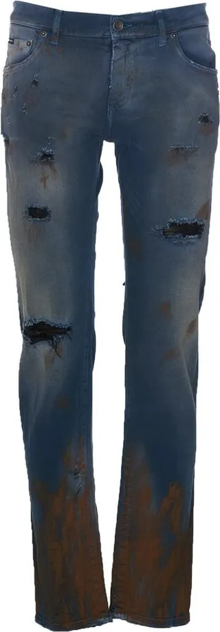Dolce & Gabbana Logo Plaque Distressed Jeans