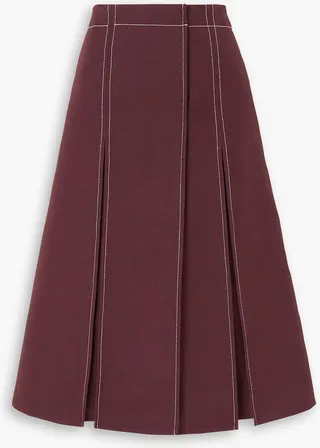 Savanna pleated twill midi wrap skirt