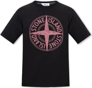 Stone Island Logo Embroidered Crewneck T-Shirt