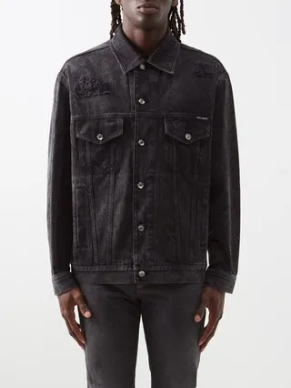 Logo-plaque Washed Denim Jacket