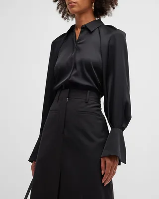 Chelsie Draped Raglan-Sleeve Blouse