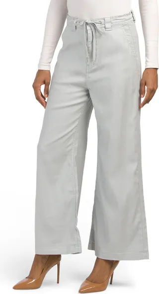 Wide Leg Cropped Drawstring Trousers